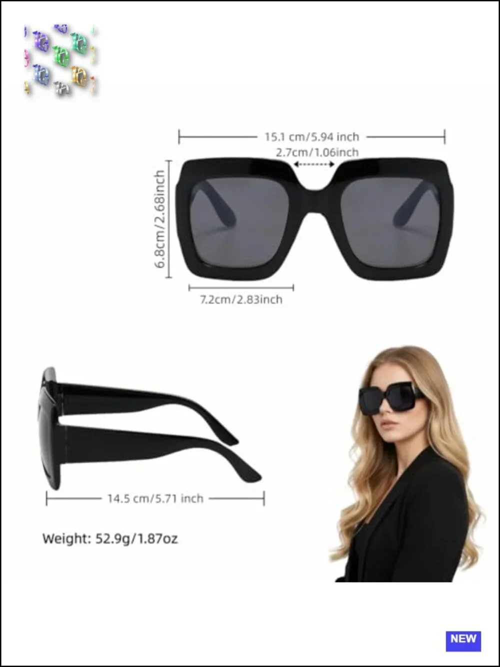 Oversized Square Sunglasses for Women Retro UV Protection Lightweight